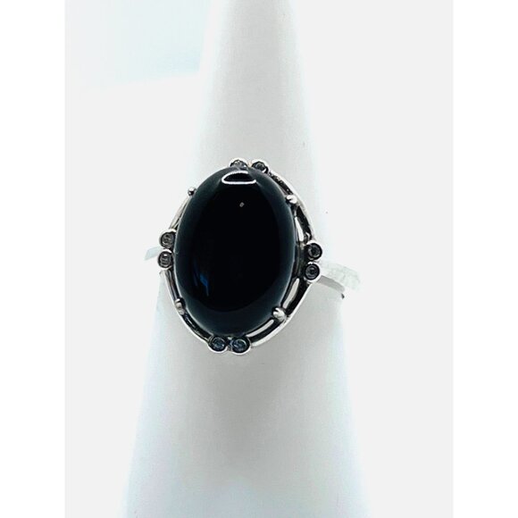 Black Stone ring, size 6, .925 sterling silver, NWOT - Picture 4 of 13